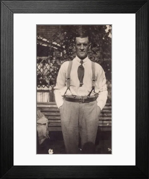 Framed Print : Man in garden in shirtsleeves Framed Print : Man in garden in shirtsleeves