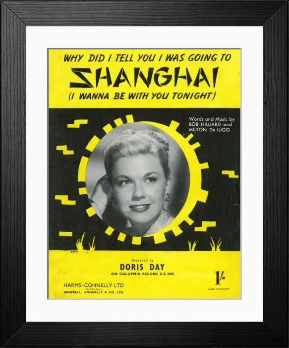 Framed Print : Music cover, Shanghai, Doris Day Framed Print : Music cover, Shanghai, Doris Day