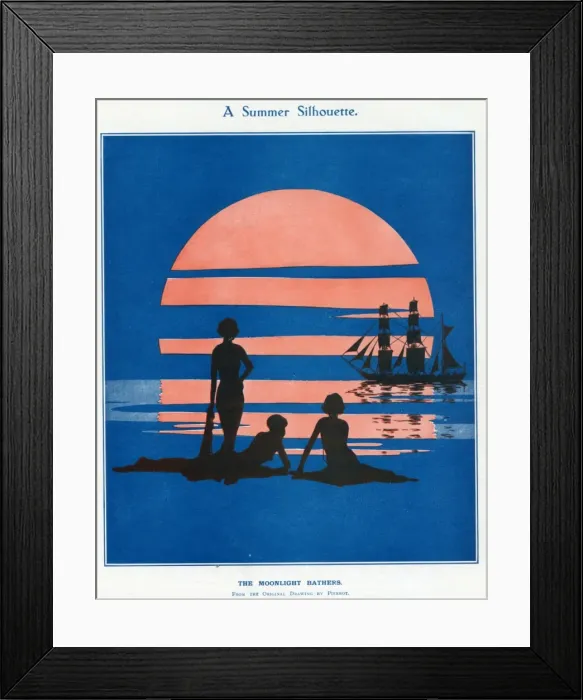 Framed Print : Moonlight Bathers by Pierrot Framed Print : Moonlight Bathers by Pierrot