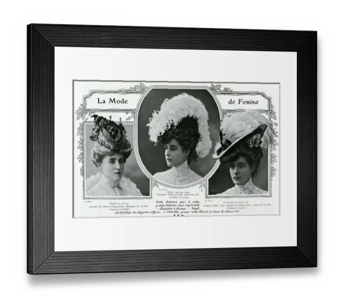 Framed Print : Fashionable hats of 1906 Framed Print : Fashionable hats of 1906