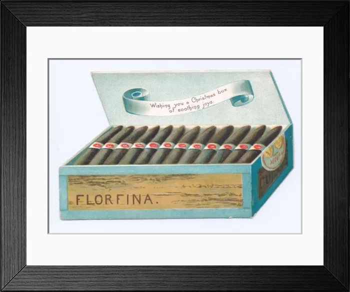 Framed Print : Christmas card in the shape of a cigar box Framed Print : Christmas card in the shape of a cigar box