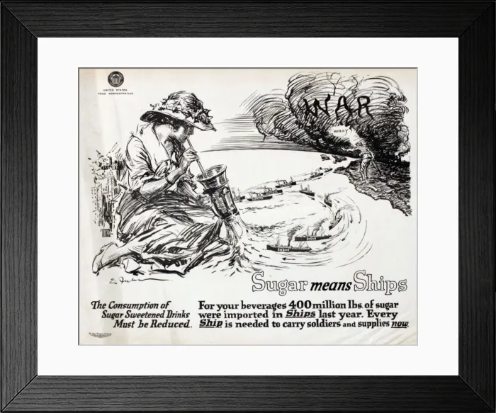 Framed Print : WW1 poster, Sugar means Ships Framed Print : WW1 poster, Sugar means Ships