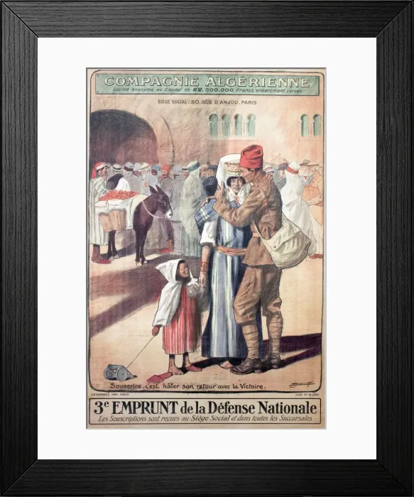 Framed Print : WW1 poster, French war loan issue, Algerian Company Framed Print : WW1 poster, French war loan issue, Algerian Company