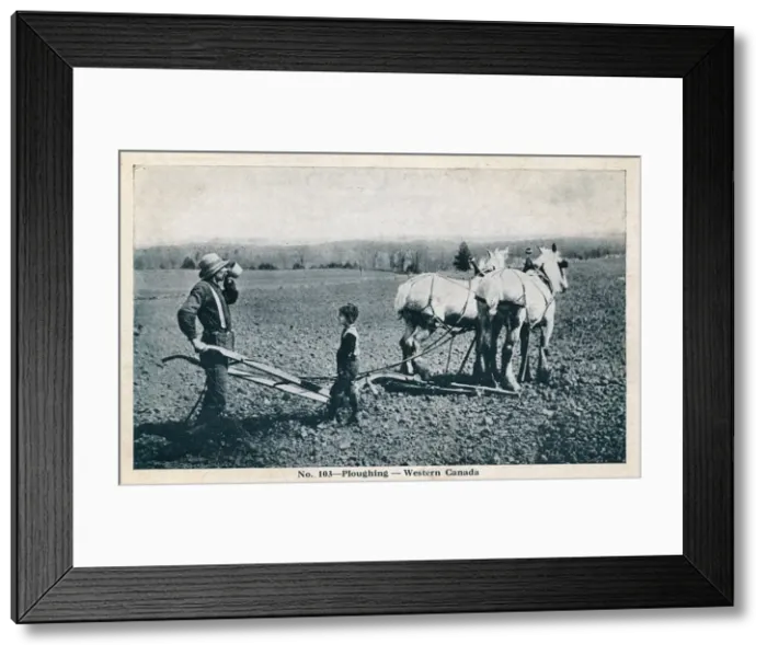 Framed Print : Ploughing in Western Canada - Farmer and son take a break Framed Print : Ploughing in Western Canada - Farmer and son take a break