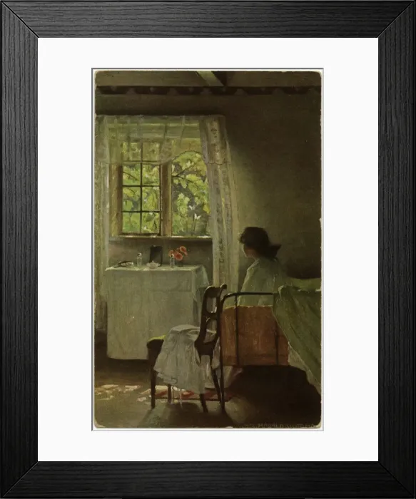 Framed Print : Girl seated on her bed awoken by the morning sun Framed Print : Girl seated on her bed awoken by the morning sun