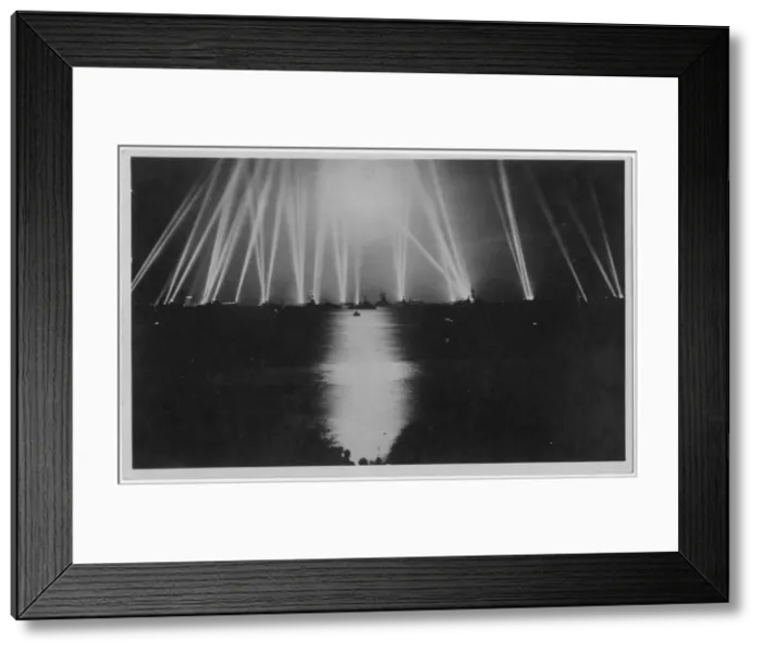 Framed Print : Jubilee Naval Review - battery of searchlights of the fleet Framed Print : Jubilee Naval Review - battery of searchlights of the fleet