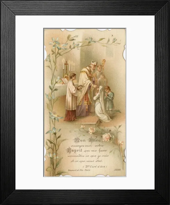 Framed Print : Chromolithograph Devotional Card - First Communion Framed Print : Chromolithograph Devotional Card - First Communion