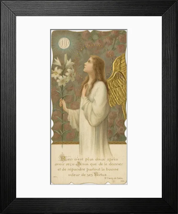 Framed Print : Chromolithograph Devotional Card - First Communion Framed Print : Chromolithograph Devotional Card - First Communion