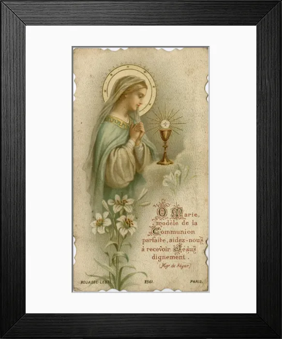 Framed Print : Chromolithograph Devotional Card - Mary with Communion Cup Framed Print : Chromolithograph Devotional Card - Mary with Communion Cup
