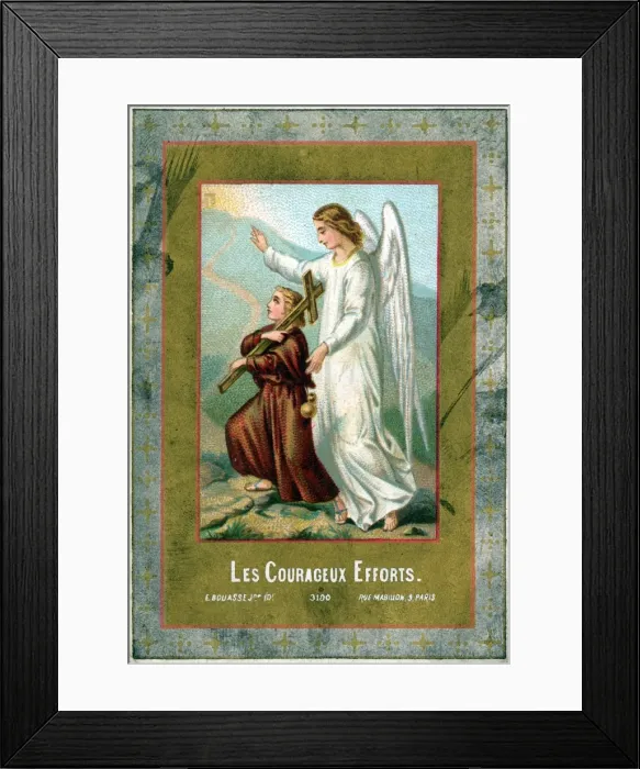 Framed Print : Chromolithograph Devotional Card - Guardian Angel Framed Print : Chromolithograph Devotional Card - Guardian Angel