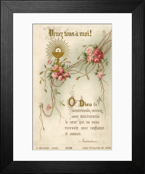 Framed Print : Chromolithograph Devotional Card - First Communion Framed Print : Chromolithograph Devotional Card - First Communion