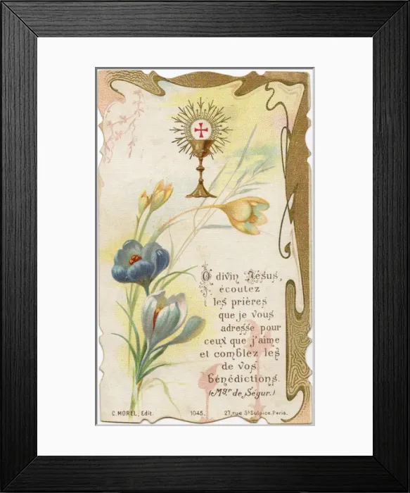 Framed Print : Chromolithograph Devotional Card - Flowers Framed Print : Chromolithograph Devotional Card - Flowers