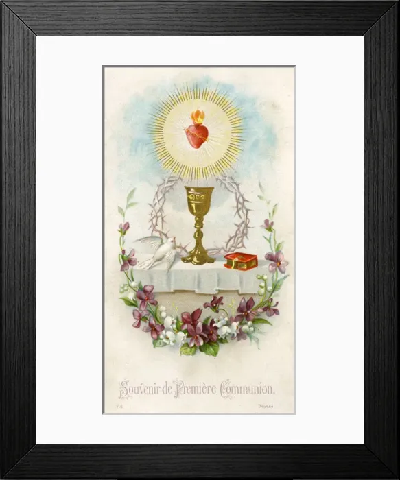 Framed Print : Chromolithograph Devotional Card - First Communion Framed Print : Chromolithograph Devotional Card - First Communion