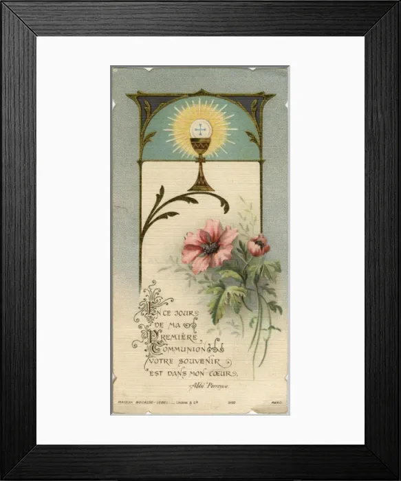 Framed Print : Chromolithograph Devotional Card - First Communion Framed Print : Chromolithograph Devotional Card - First Communion