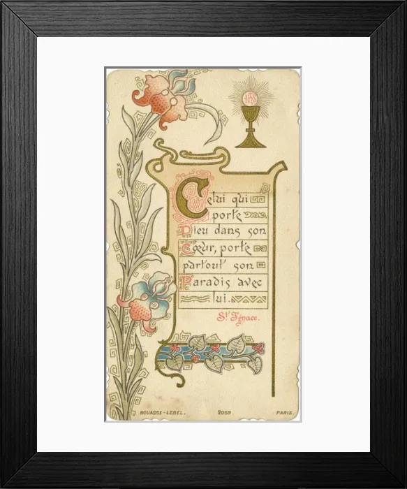 Framed Print : Chromolithograph Devotional Card - First Communion Framed Print : Chromolithograph Devotional Card - First Communion