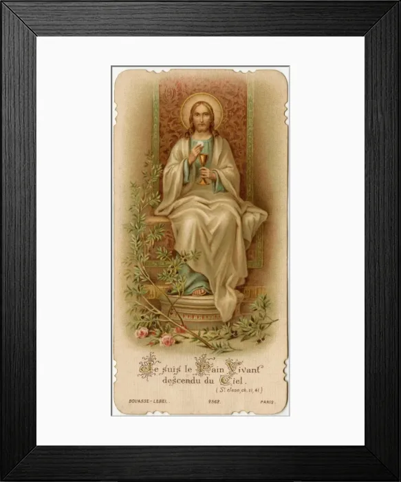 Framed Print : Chromolithograph Devotional Card - Jesus seated Framed Print : Chromolithograph Devotional Card - Jesus seated