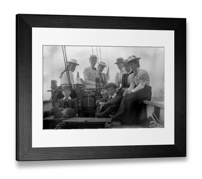Framed Print : Women and boys on a boat Framed Print : Women and boys on a boat