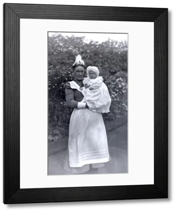 Framed Print : Victorian nurse with baby Framed Print : Victorian nurse with baby