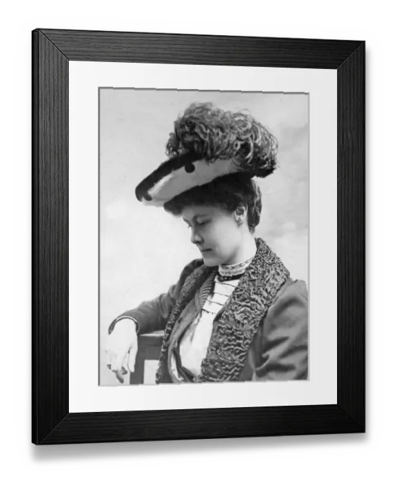 Framed Print : Woman wearing a feathered hat Framed Print : Woman wearing a feathered hat