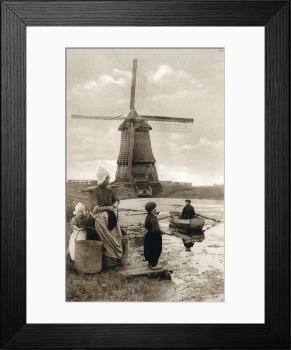 Framed Print : The Netherlands - Volendam - Ferry Service & Windmill Framed Print : The Netherlands - Volendam - Ferry Service & Windmill