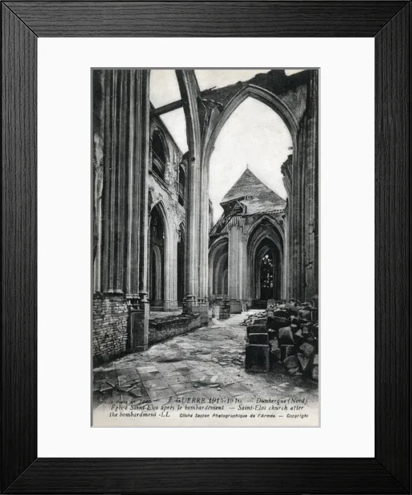 Framed Print : The Church St Eloi at Dunkirk devastated in WW1 Framed Print : The Church St Eloi at Dunkirk devastated in WW1