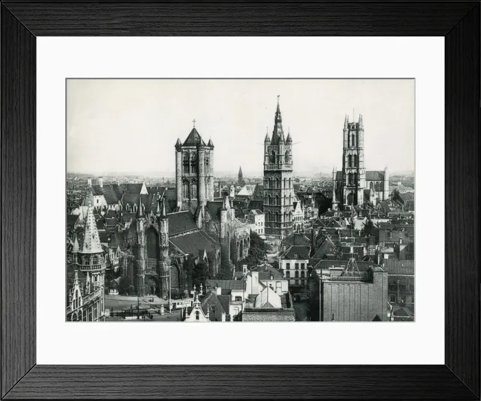 Framed Print : Ghent, Belgium - Saint Nicholas church, Belfry, St Bavo s Framed Print : Ghent, Belgium - Saint Nicholas church, Belfry, St Bavo s
