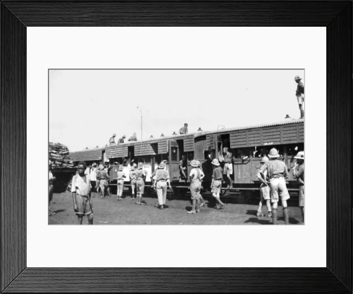 Framed Print : South African troops arriving at Bura Camp, Kenya, WW1 Framed Print : South African troops arriving at Bura Camp, Kenya, WW1