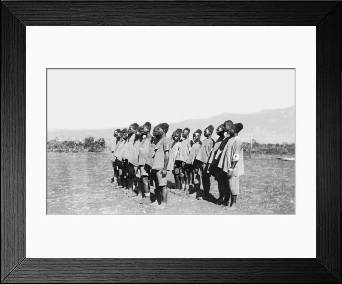 Framed Print : Ambulance team on parade, Bura Camp, Kenya, WW1 Framed Print : Ambulance team on parade, Bura Camp, Kenya, WW1