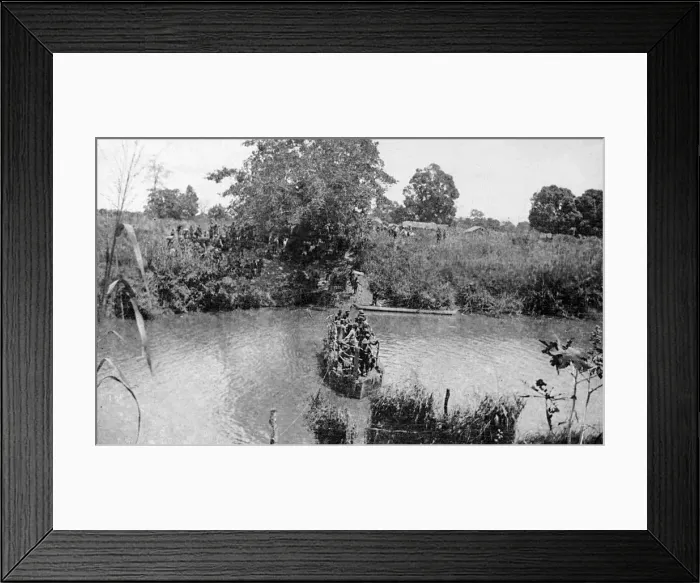 Framed Print : Crossing the Ruvu River, East Africa, WW1 Framed Print : Crossing the Ruvu River, East Africa, WW1