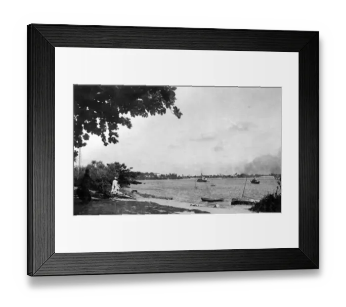 Framed Print : Monitor bombarding Lukuledi, East Africa, WW1 Framed Print : Monitor bombarding Lukuledi, East Africa, WW1