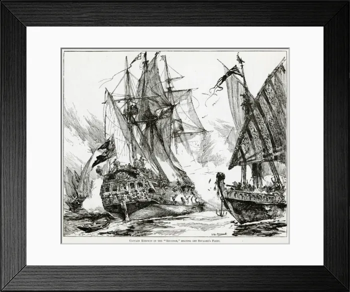 Framed Print : Captain Keigwin in the Revenge 1884 Framed Print : Captain Keigwin in the Revenge 1884