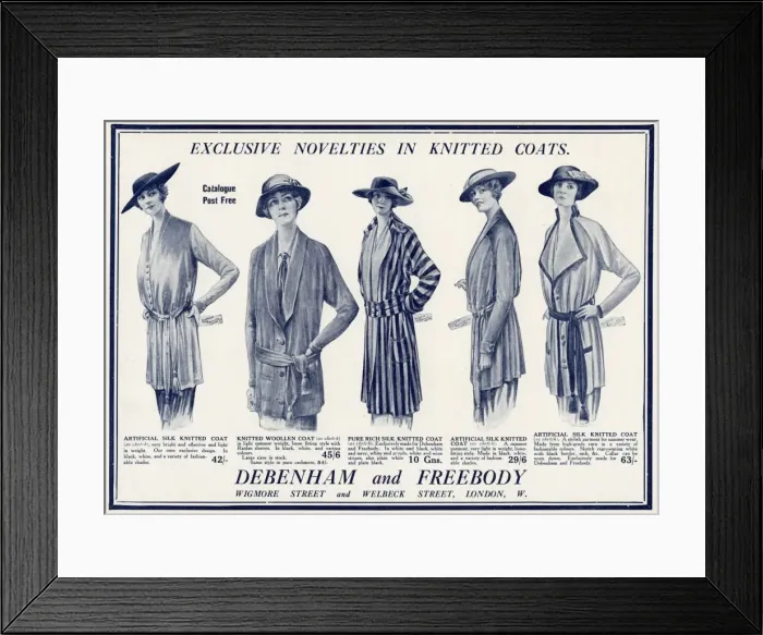 Framed Print : Advert for Debenham & Freebody knitted coats 1915 Framed Print : Advert for Debenham & Freebody knitted coats 1915