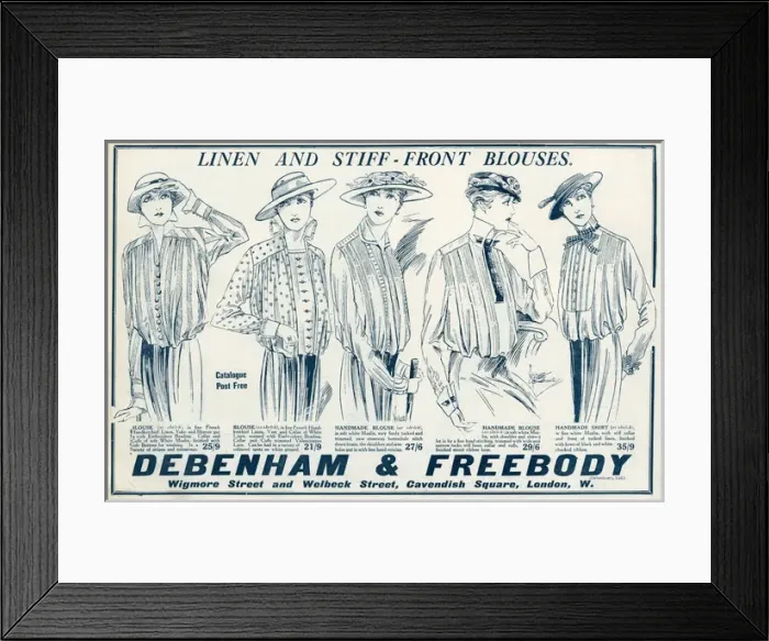 Framed Print : Advert for Debenham & Freebody blouses 1915 Framed Print : Advert for Debenham & Freebody blouses 1915