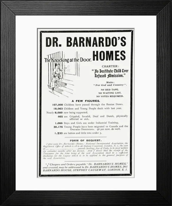 Framed Print : Barnardos Advertisement Framed Print : Barnardos Advertisement