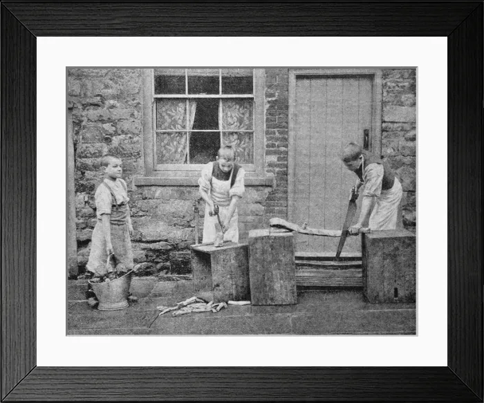 Framed Print : Waifs and Strays Society Lincoln - Chopping Firewood Framed Print : Waifs and Strays Society Lincoln - Chopping Firewood