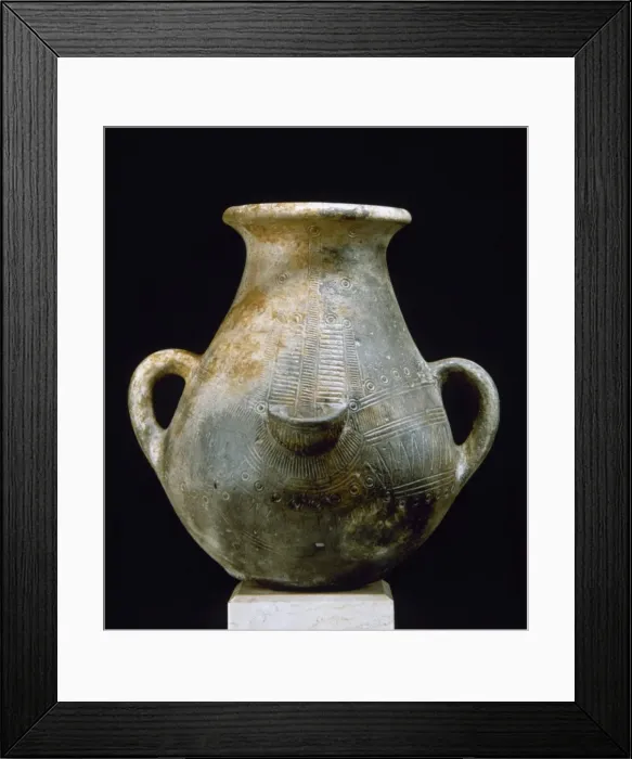 Framed Print : Italy. Sardinia. Nuragic civilization. Ceramic vase with geo Framed Print : Italy. Sardinia. Nuragic civilization. Ceramic vase with geo