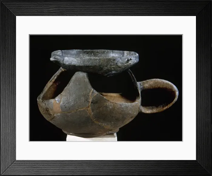 Framed Print : Italy. Sardinia. Nuragic civilization. Ceramic stove used fo Framed Print : Italy. Sardinia. Nuragic civilization. Ceramic stove used fo