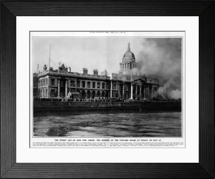 Framed Print : Battle of Customs House in Dublin - Burning of Customs House Framed Print : Battle of Customs House in Dublin - Burning of Customs House
