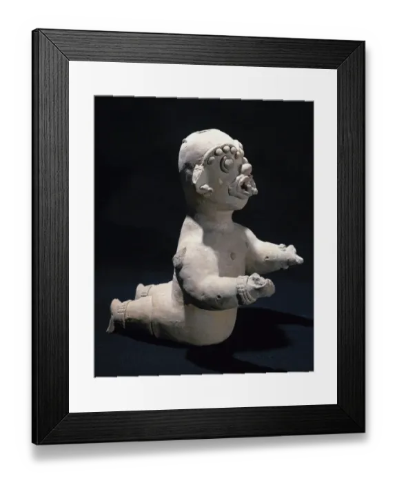 Framed Print : The Ancient Jama-Coaque Culture. Ecuador. Male figure. Kneel Framed Print : The Ancient Jama-Coaque Culture. Ecuador. Male figure. Kneel