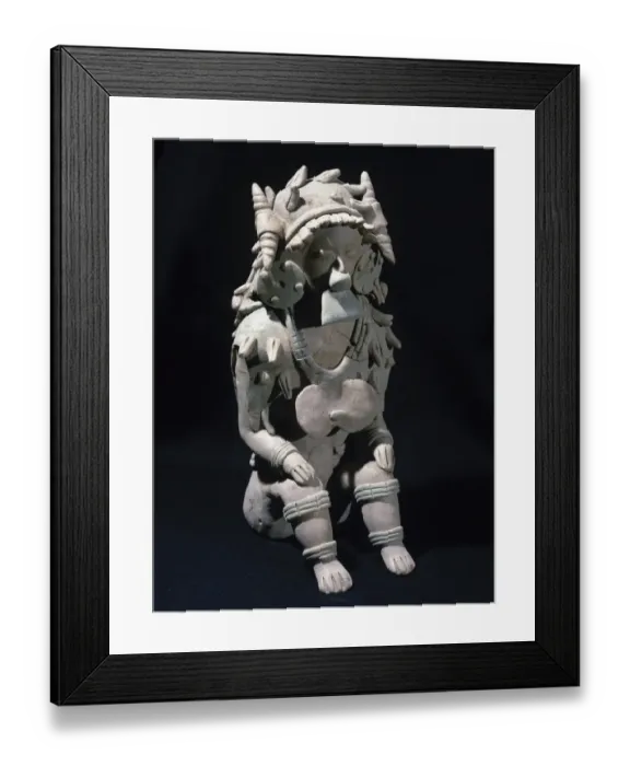 Framed Print : The Ancient Jama-Coaque Culture. Ecuador. Male figure sittin Framed Print : The Ancient Jama-Coaque Culture. Ecuador. Male figure sittin