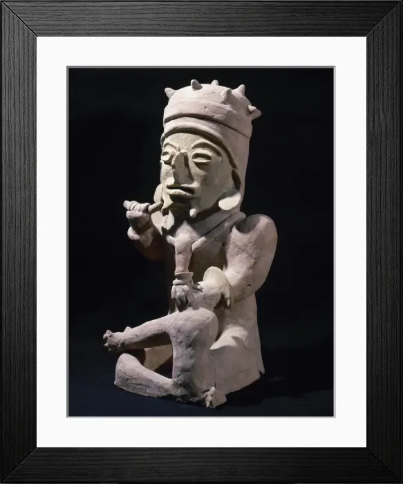 Framed Print : Bahia Culture (Mahia, Ecuador). Male figure sitting cross-le Framed Print : Bahia Culture (Mahia, Ecuador). Male figure sitting cross-le