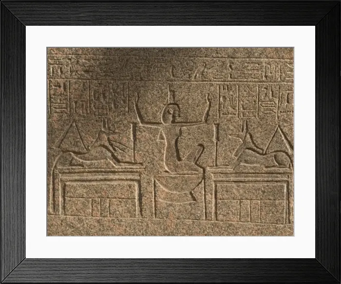 Framed Print : Egypt. Goddess Nephthys between two figures of god Anubis. M Framed Print : Egypt. Goddess Nephthys between two figures of god Anubis. M