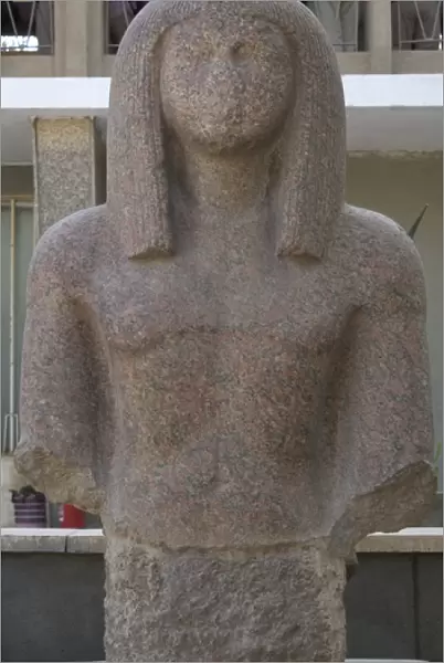 Egyptian Art. Pink granite statue. Mit Rahina Open Air Museu