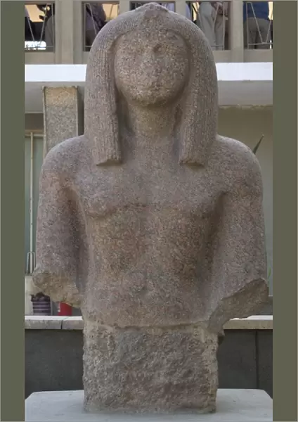 Egyptian Art. Pink granite statue. Mit Rahina Open Air Museu