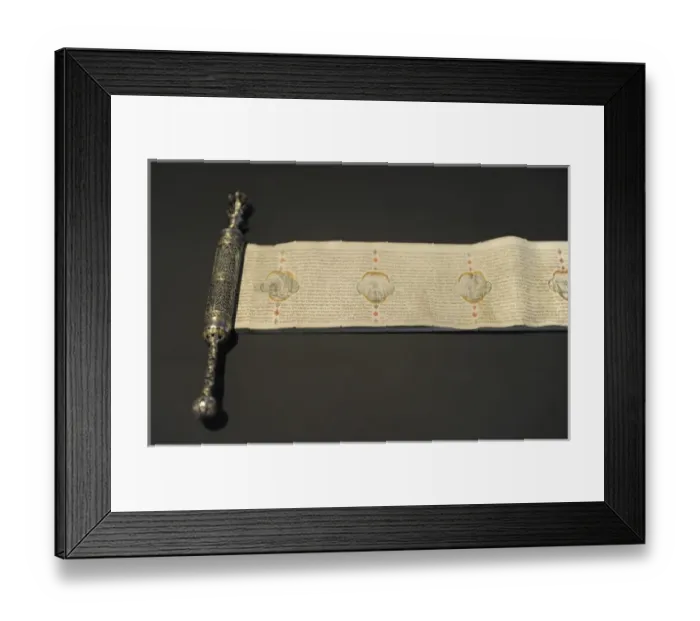 Framed Print : Scroll of Esther with miniature illustrations by the scribe Framed Print : Scroll of Esther with miniature illustrations by the scribe