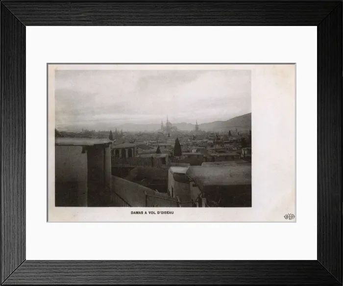 Framed Print : Damascus, Syria - Birds eye panoramic View - misty light Framed Print : Damascus, Syria - Birds eye panoramic View - misty light