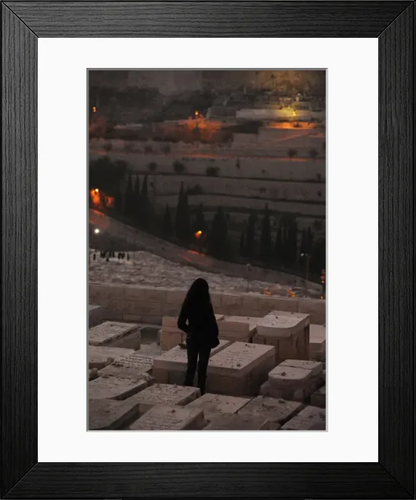 Framed Print : Israel. Jerusalem. Mount of Olives. Jewish Cemetery. Woman p Framed Print : Israel. Jerusalem. Mount of Olives. Jewish Cemetery. Woman p