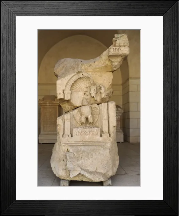 Framed Print : Funerary altar, calcerows. Caesarea. Roman period, late 1st Framed Print : Funerary altar, calcerows. Caesarea. Roman period, late 1st