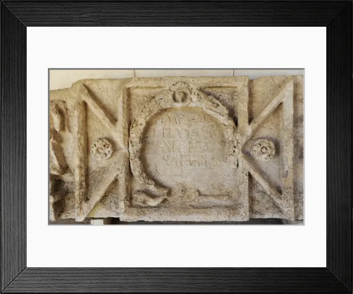 Framed Print : Latin inscription, limestone. Shuni. Roman period, 2nd centu Framed Print : Latin inscription, limestone. Shuni. Roman period, 2nd centu