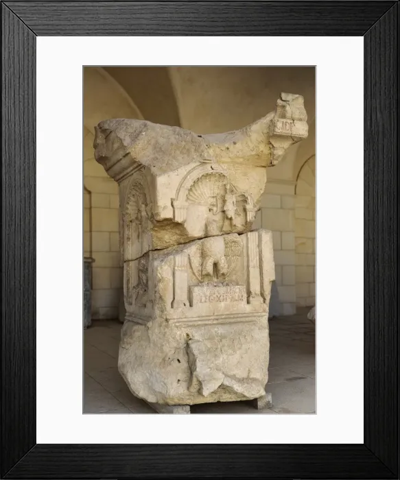 Framed Print : Funerary altar, calcerows. Caesarea. Roman period, late 1st Framed Print : Funerary altar, calcerows. Caesarea. Roman period, late 1st